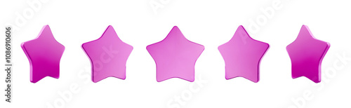 Pink star rating icons on white background for reviews and feedback