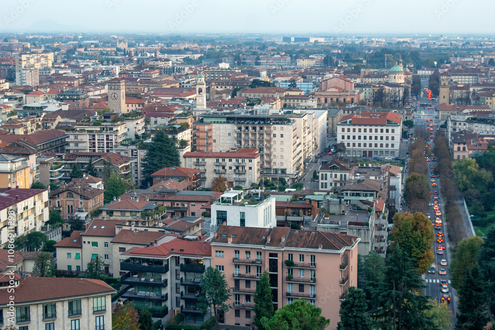 View of Bergamo from Rocca di Bergamo fortress in Upper Town Citta Alta. Bergamo. Italy View of Bergamo from Rocca di Bergamo fortress in Upper Town Citta Alta. Bergamo. Italy