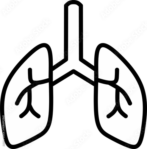 Human lung pulmonology flat icon for medical app and website.