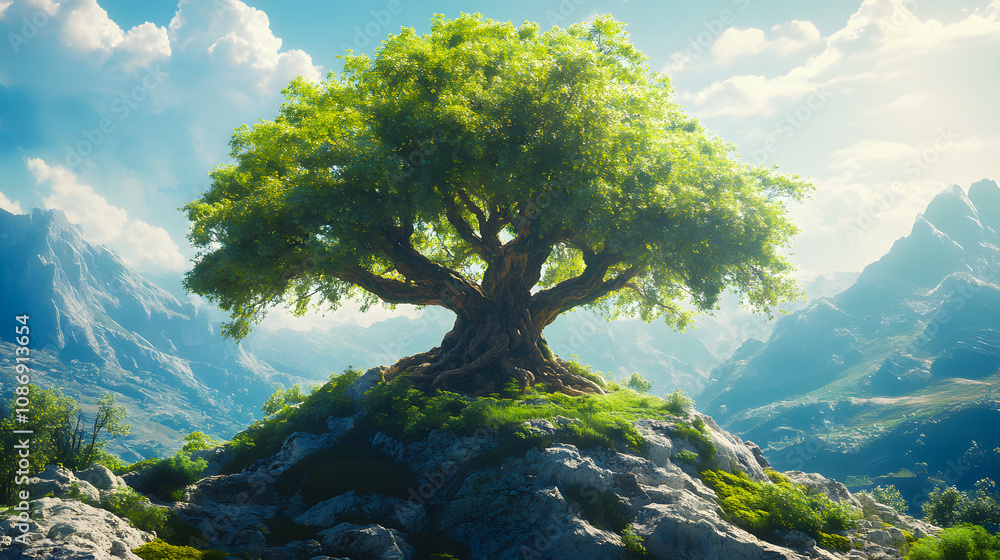 Beautiful tree of life, sacred symbol. Individuality, prosperity and growth concept. Digital art Beautiful tree of life, sacred symbol. Individuality, prosperity and growth concept. Digital art