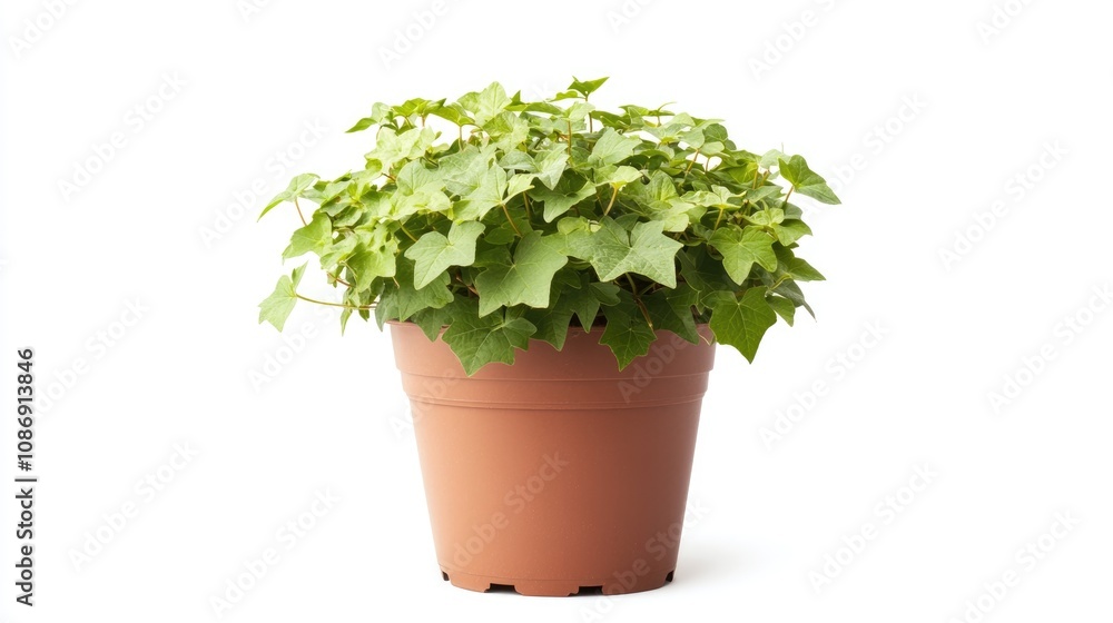 Boston Ivy plant in a terracotta pot with lush green leaves, showcased from the front against a clean white background. Boston Ivy plant in a terracotta pot with lush green leaves, showcased from the front against a clean white background.