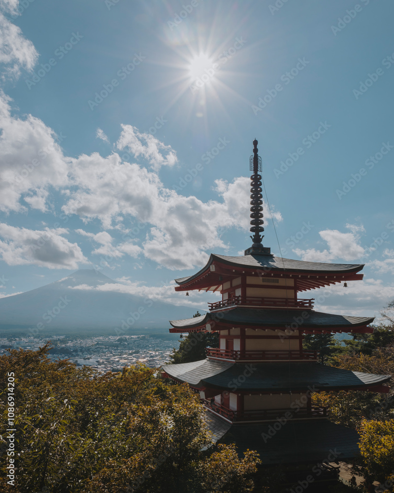 Mount Fuji viewed from Chureito Pagoda, a stunning blend of Japanese tradition, natural beauty, and iconic scenery. Mount Fuji viewed from Chureito Pagoda, a stunning blend of Japanese tradition, natural beauty, and iconic scenery.
