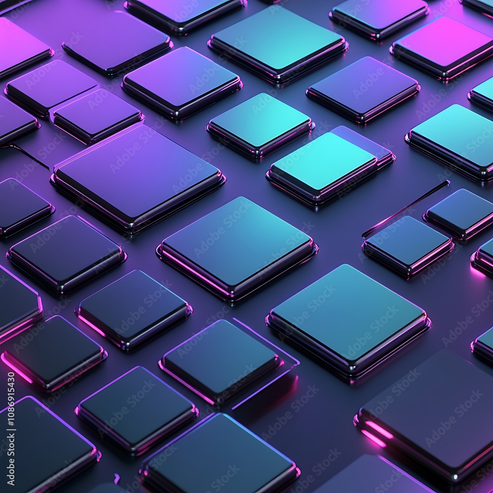 Vibrant Futuristic Abstract Design with Glossy 3D Squares in Neon Colors Creating a Dynamic Pattern for Technology and Modern Aesthetic Backgrounds Vibrant Futuristic Abstract Design with Glossy 3D Squares in Neon Colors Creating a Dynamic Pattern for Technology and Modern Aesthetic Backgrounds