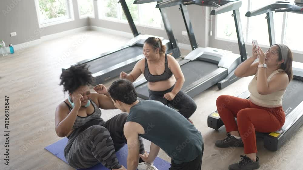 Plus size women workout at fitness center. Health care and lifestyle. Plus size women workout at fitness center. Health care and lifestyle.