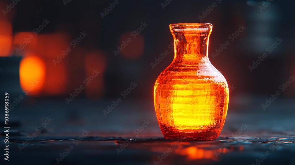 A glowing glass vial illuminated against a dark, textured background, showcasing the beauty of light and glass. A glowing glass vial illuminated against a dark, textured background, showcasing the beauty of light and glass.
