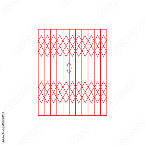 Iron steel window grill design silhouette vector