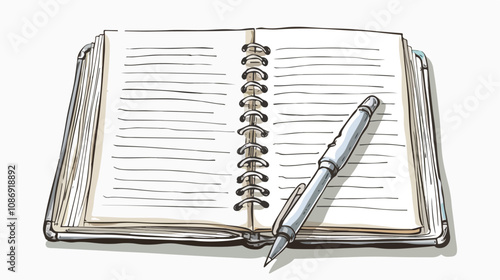 Blank Opened Notepad with Pen on Desk