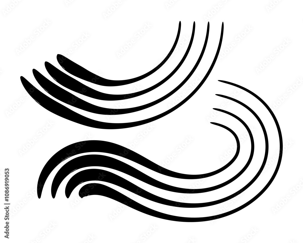 Vector hand drawn wavy lines set on transparent background Vector hand drawn wavy lines set on transparent background