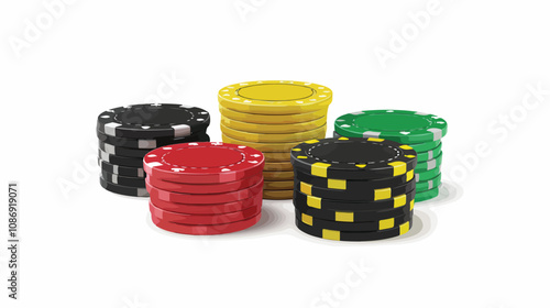 Colorful Realistic Casino Tokens and Gaming Cheques