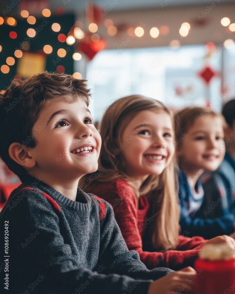Children Celebrating Christmas in Classroom Children Celebrating Christmas in Classroom