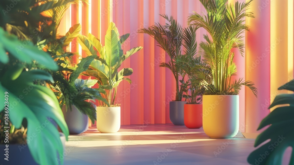 Brochure mockup displays a vibrant floral design in a stylish indoor space, surrounded by lush decorative plants and colorful planters. Brochure mockup displays a vibrant floral design in a stylish indoor space, surrounded by lush decorative plants and colorful planters.
