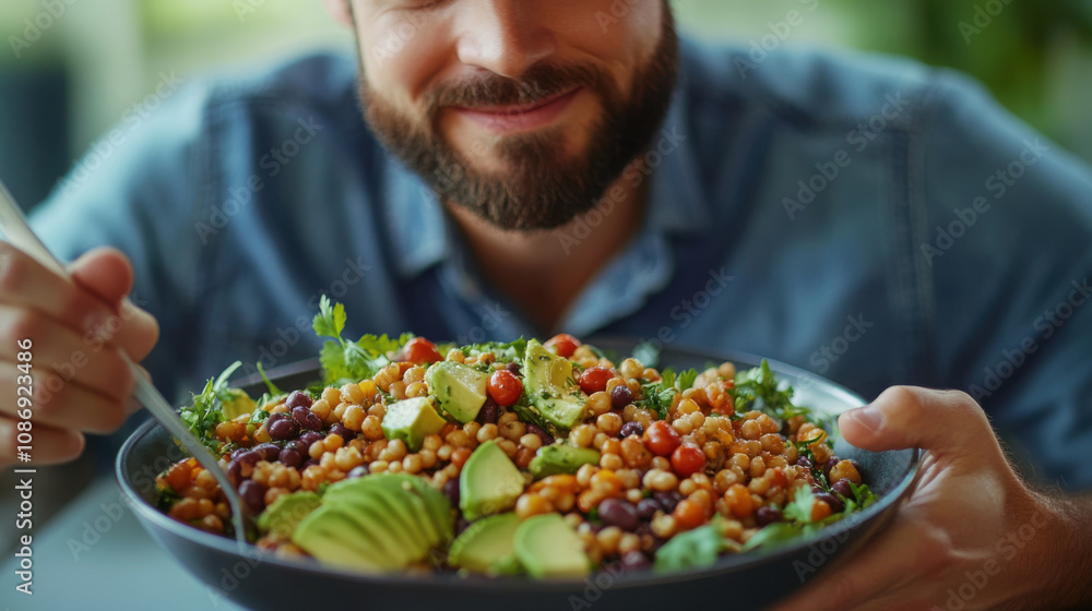 Healthy Lifestyle with a Vibrant Chickpea and Avocado Salad for Nutritious Meals. Generative ai Healthy Lifestyle with a Vibrant Chickpea and Avocado Salad for Nutritious Meals. Generative ai