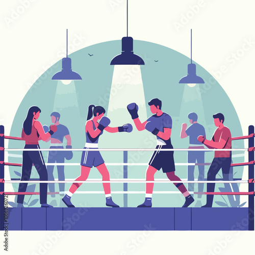 vector image of a person doing boxing