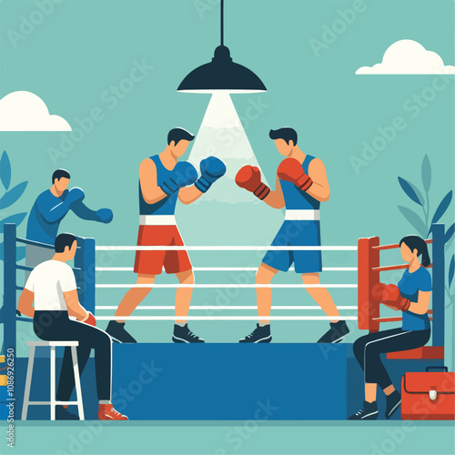 vector image of a person doing boxing