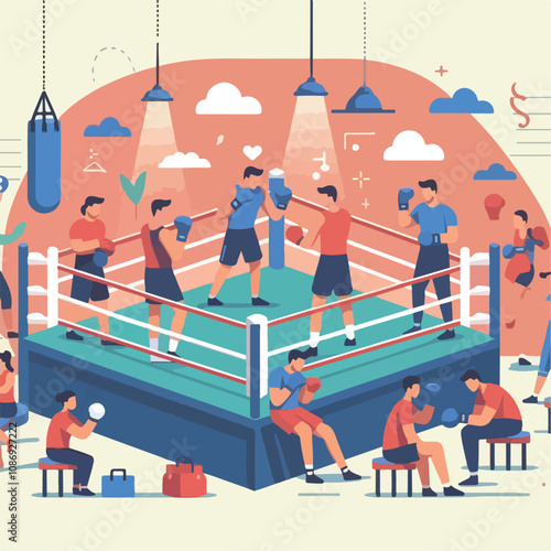 vector image of a person doing boxing