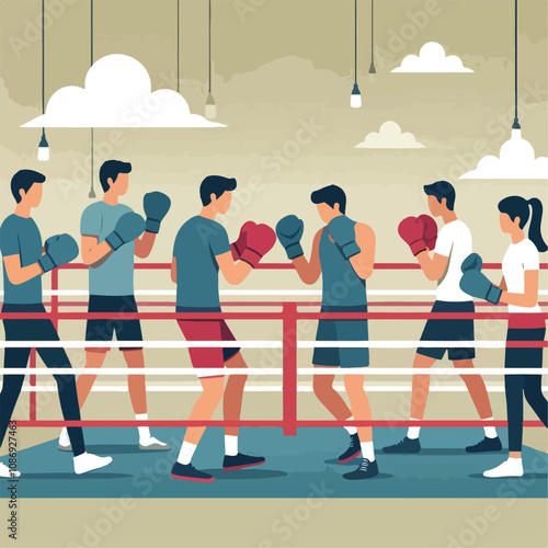 vector image of a person doing boxing