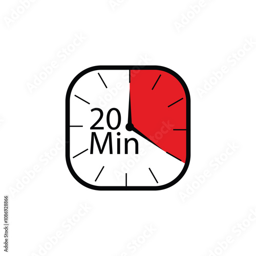 20 Minutes clock symbol stock illustration - Twenty Minutes stopwatch and alarm