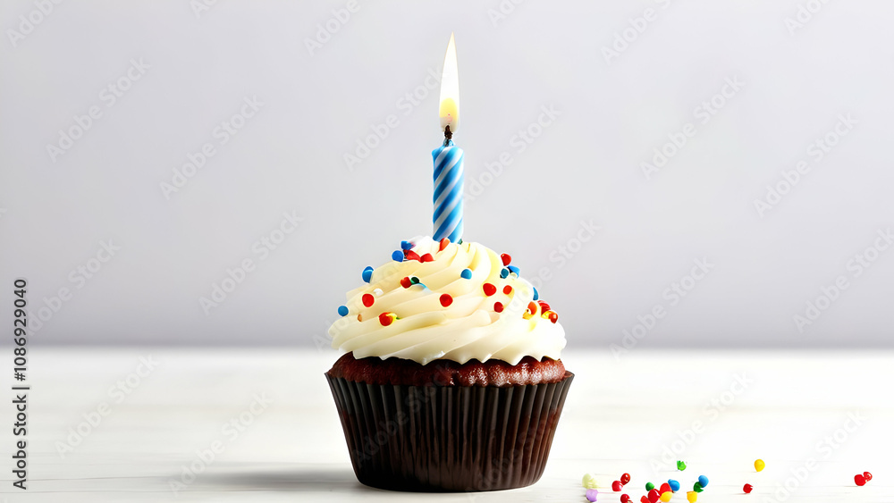 Birthday Cupcake With One Candle Birthday Cupcake With One Candle
