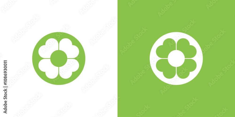 Leaf logo, flower in a circle, vector logo Leaf logo, flower in a circle, vector logo