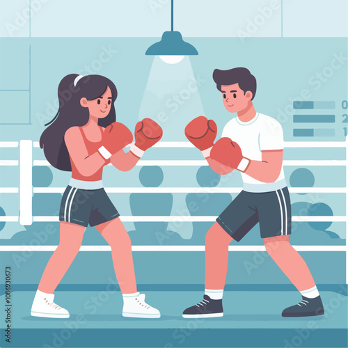 vector image of a person doing boxing