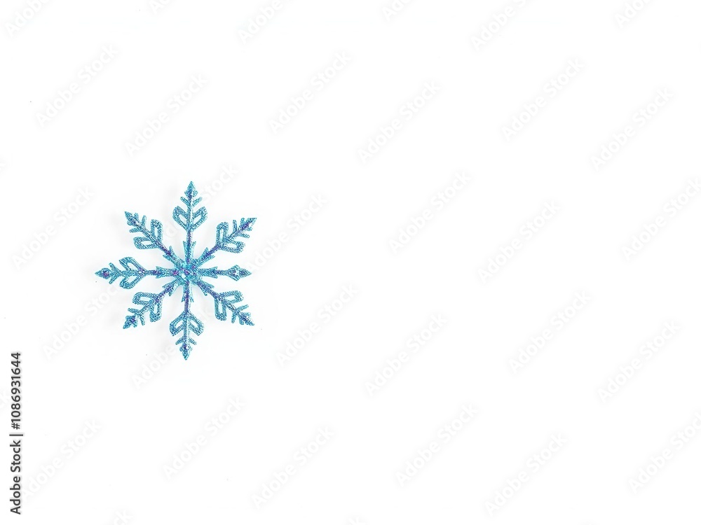 Delicate snowflake design in shades of icy blue glitter on a clean and crisp white background, frosty glitter, glacial colors, frosty texture Delicate snowflake design in shades of icy blue glitter on a clean and crisp white background, frosty glitter, glacial colors, frosty texture
