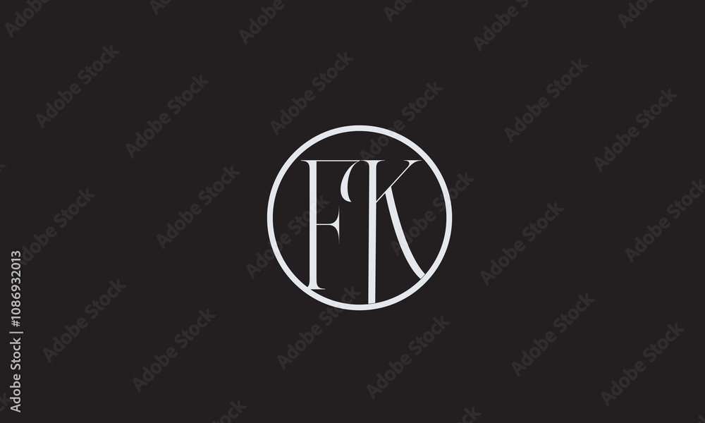 FK, KF , F , K , Abstract Letters Logo Monogram	