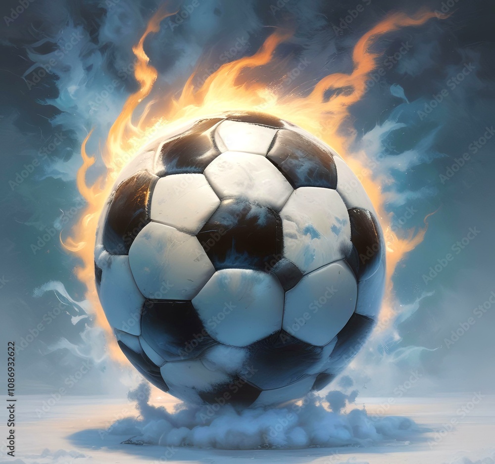 Fototapeta premium Illustration of glowing football ball.