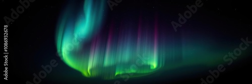 Radiant aurora borealis in a black night, glowing colors, radiant energy, swirling patterns
