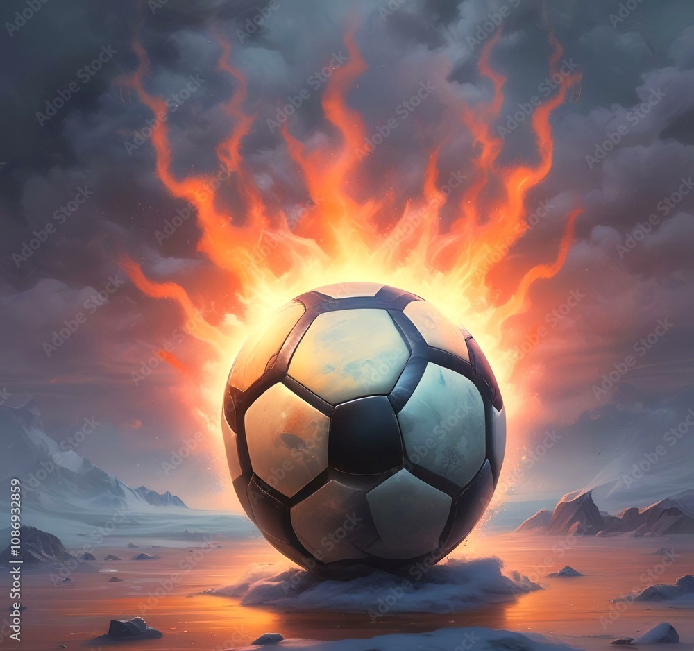 Fototapeta premium Illustration of glowing football ball.