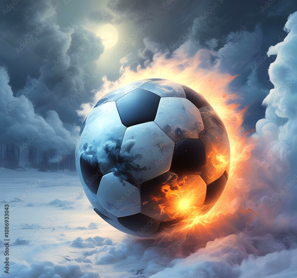 Naklejka premium Illustration of glowing football ball.