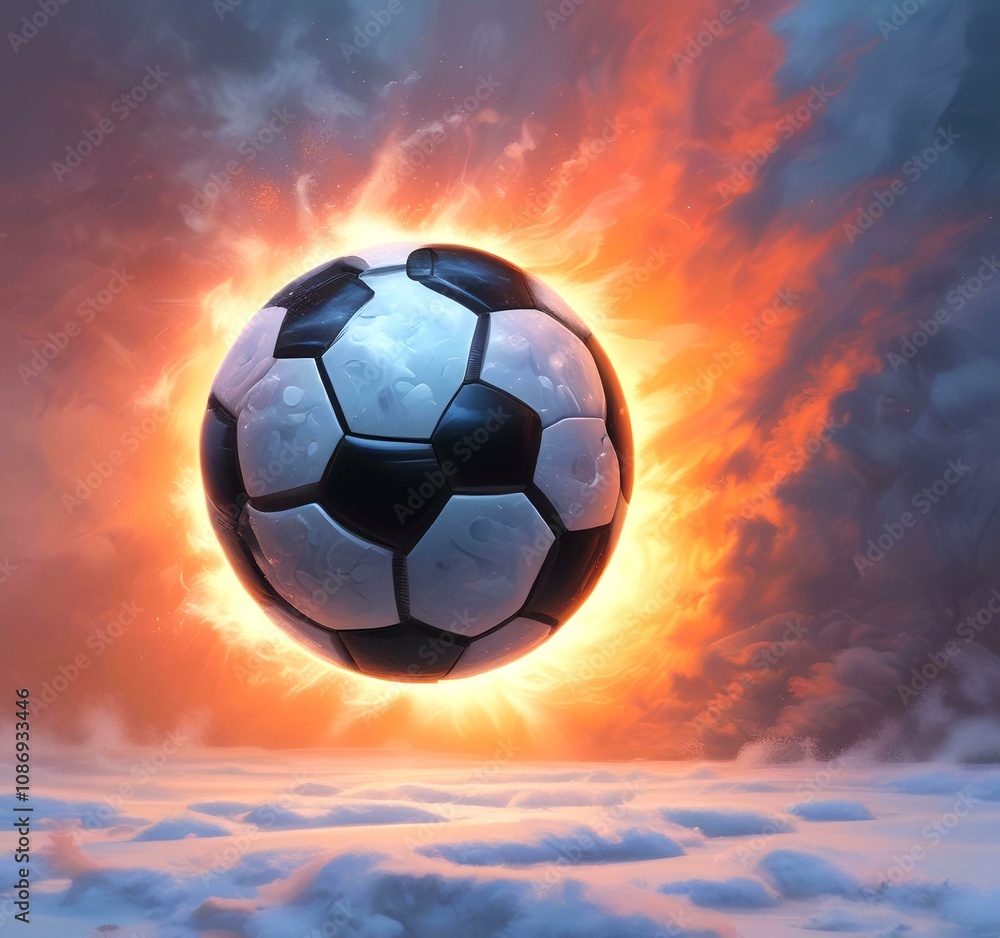 Fototapeta premium Illustration of glowing football ball.