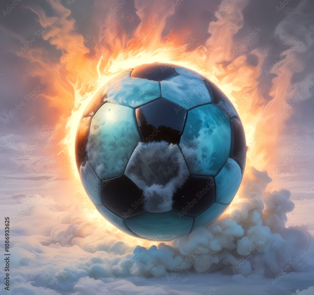 Fototapeta premium Illustration of glowing football ball.