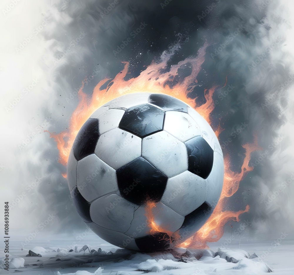 Fototapeta premium Illustration of glowing football ball.
