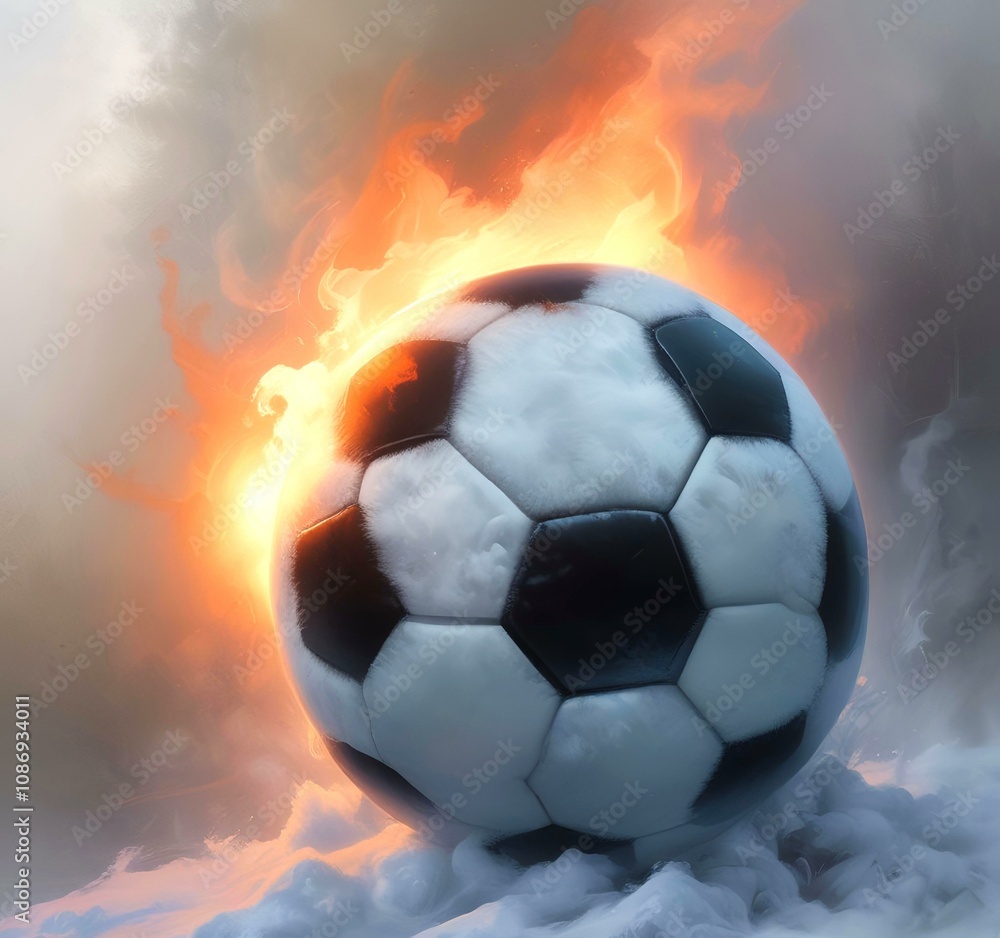 Fototapeta premium Illustration of glowing football ball.