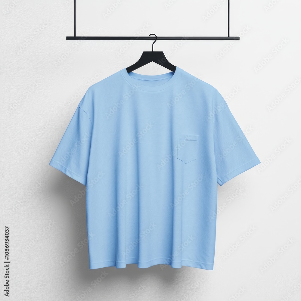 Light Blue T-Shirt with Pocket - Simple Casual Style Light Blue T-Shirt with Pocket - Simple Casual Style