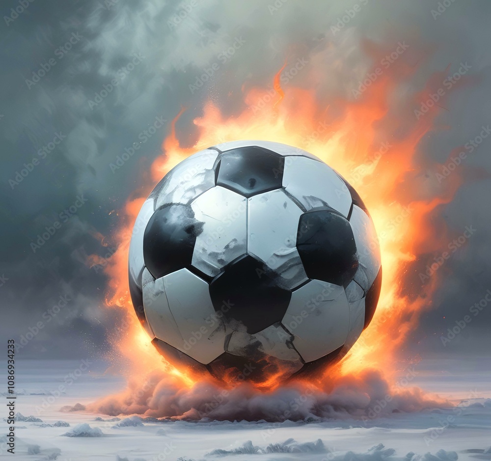 Fototapeta premium Illustration of glowing football ball.