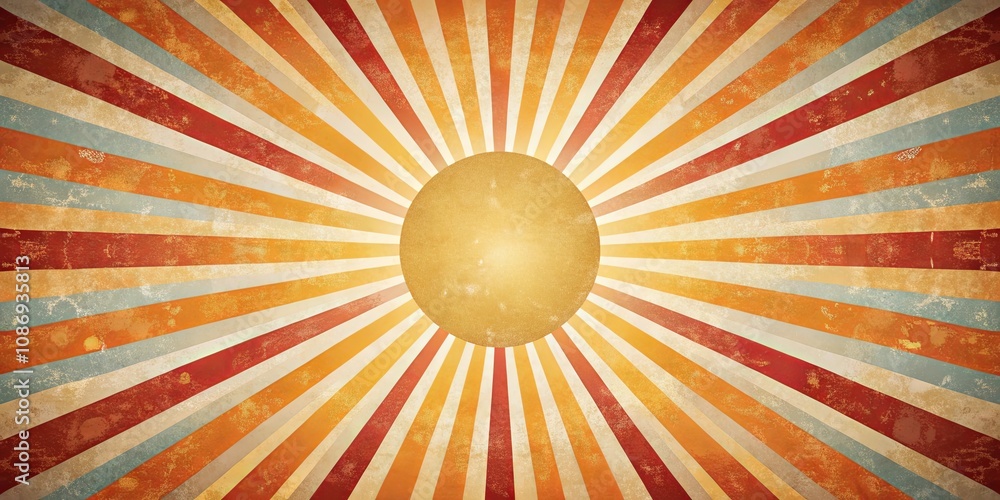 Fototapeta premium Retro Sunburst Design with Vintage Texture and Warm Colors