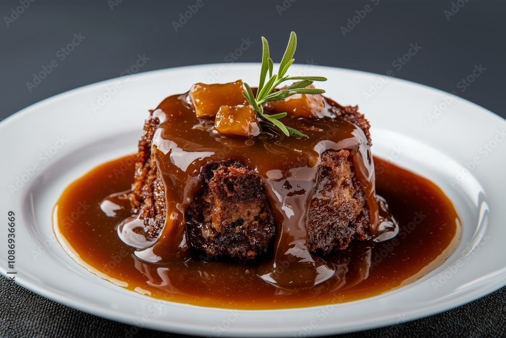 Close-Up of Sticky Toffee Pudding Drizzled with Caramel Sauce, Highlighting Moist Texture and Sweetness. Suitable for Dessert Menus, Recipe Websites, or Food Photography Close-Up of Sticky Toffee Pudding Drizzled with Caramel Sauce, Highlighting Moist Texture and Sweetness. Suitable for Dessert Menus, Recipe Websites, or Food Photography