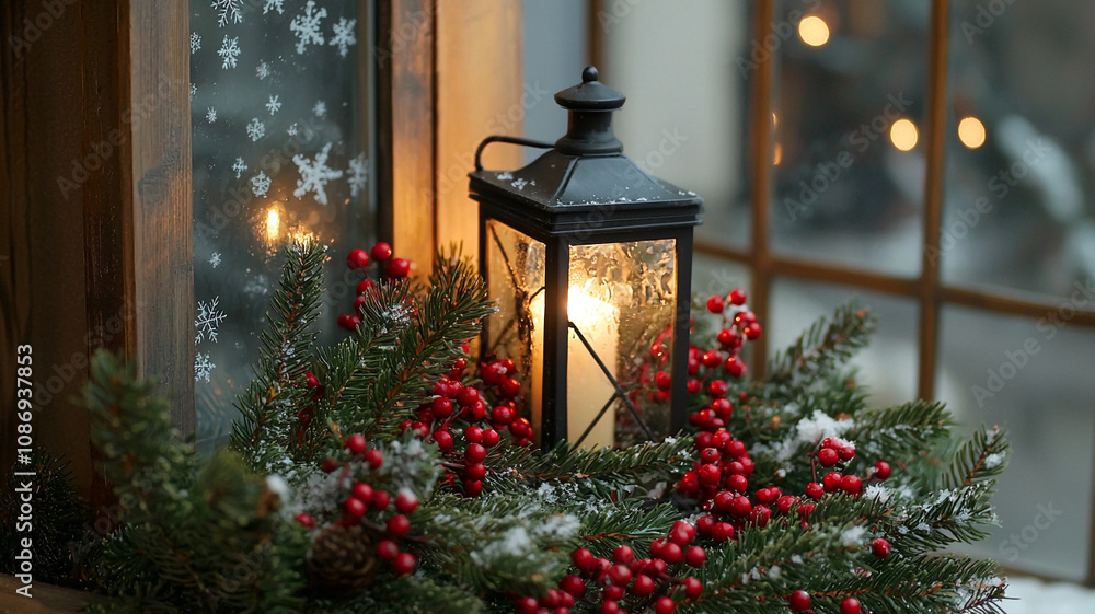 Christmas decoration with a lantern. Christmas decoration with a lantern.