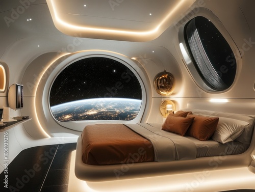 Alcubierre drive for future space tourism, envisioning luxury travel across galaxies photo