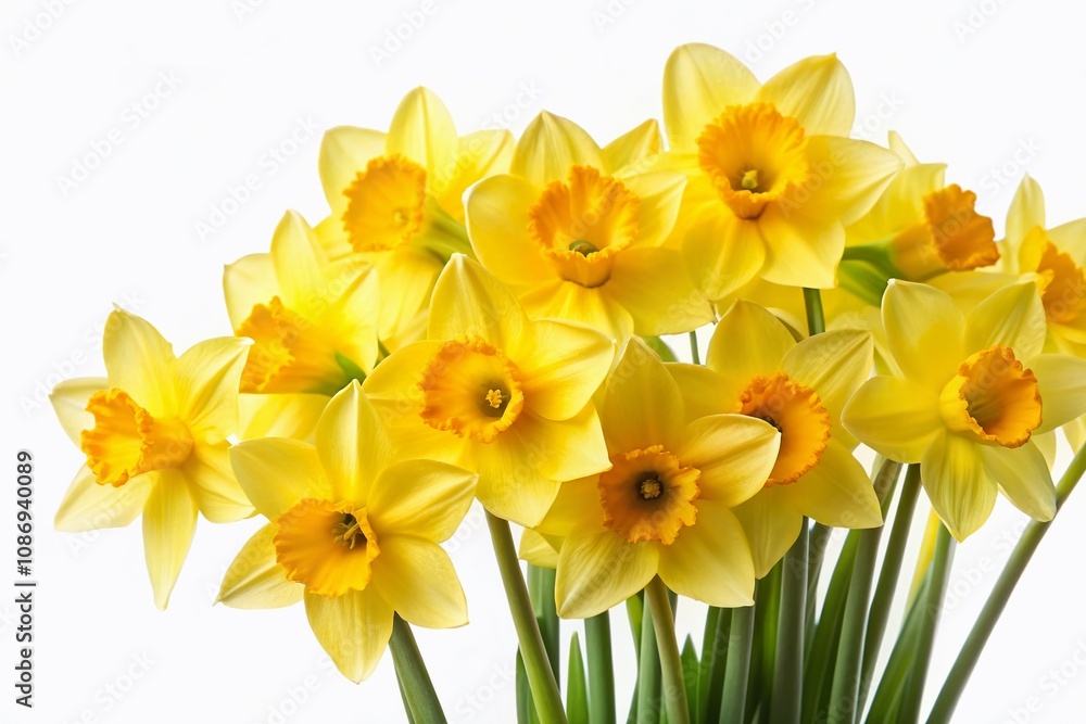 Bright and Cheerful Yellow Daffodils Isolated on White Background Perfect for Spring-Themed Designs, Card Making, and Floral Decor with Copy Space for Text or Graphics Bright and Cheerful Yellow Daffodils Isolated on White Background Perfect for Spring-Themed Designs, Card Making, and Floral Decor with Copy Space for Text or Graphics