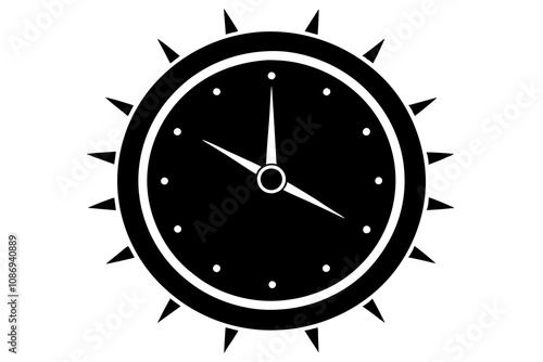 Clock with Hands Silhouette - Basic Round Clock Face Vector Design