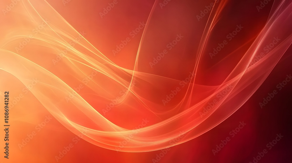Fototapeta premium Abstract background featuring smooth flowing waves in vibrant shades of orange and red, creating a warm and energetic atmosphere, ideal for various creative projects