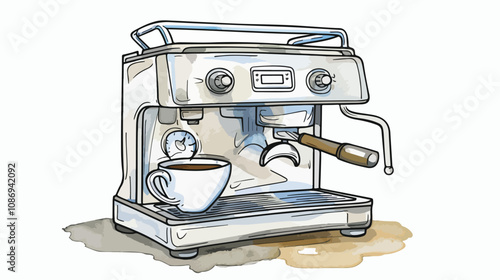 Hand-drawn Coffee Machine Vector Illustration