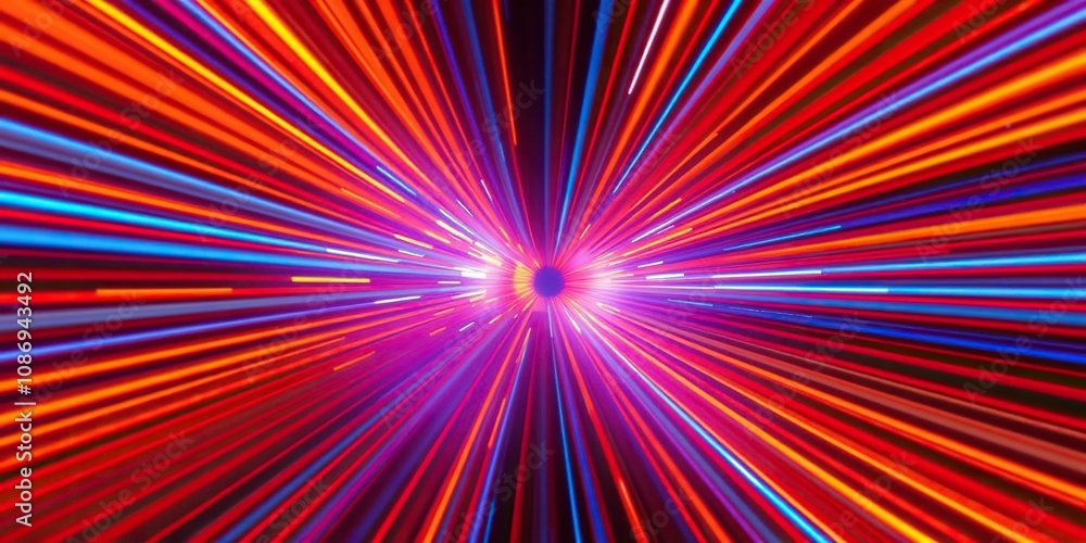 Vibrant orange-blue stripey lights emanate from a central point, forming a dynamic tunnel effect with rippling edges, abstract, edges, stripey Vibrant orange-blue stripey lights emanate from a central point, forming a dynamic tunnel effect with rippling edges, abstract, edges, stripey