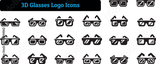 3D Glasses Icons, SIlhouette Vector Art Design