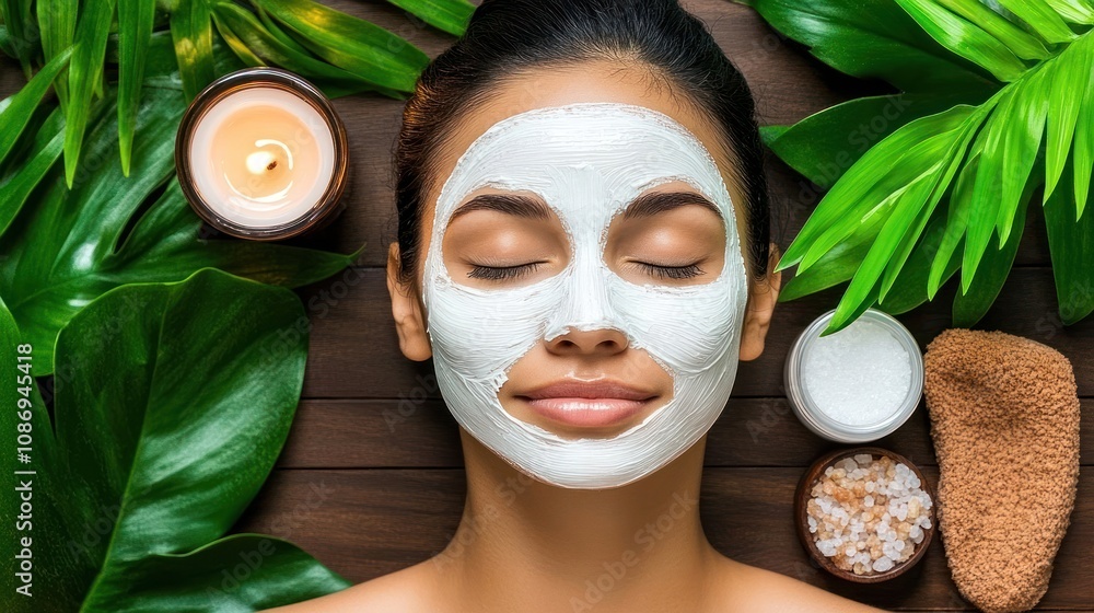 Woman Receiving a Relaxing Facial Treatment Spa Day Woman Receiving a Relaxing Facial Treatment Spa Day