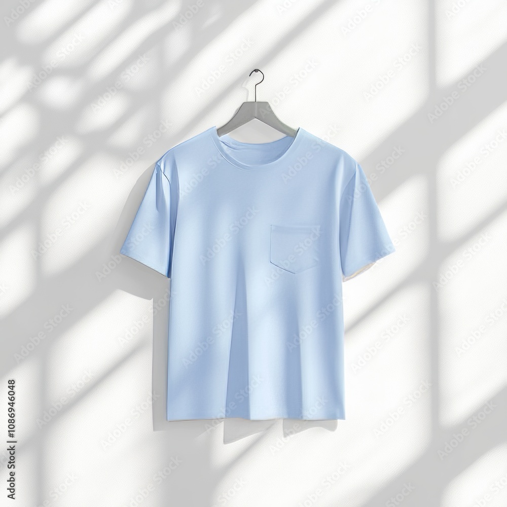 Light Blue T-Shirt with Pocket - Simple and Stylish Light Blue T-Shirt with Pocket - Simple and Stylish