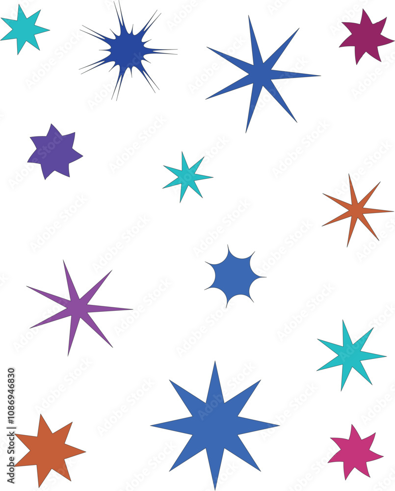 Vibrant and playful composition of colorful star shapes in various sizes on a clean white background. Perfect for festive designs, kids' projects, or creative templates with a whimsical touch.
Vibrant and playful composition of colorful star shapes in various sizes on a clean white background. Perfect for festive designs, kids' projects, or creative templates with a whimsical touch.
