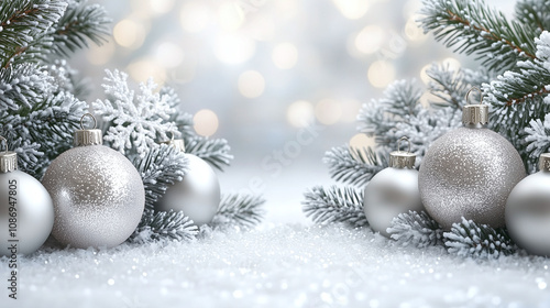 Festive Christmas Ornaments with Snowy Decorations